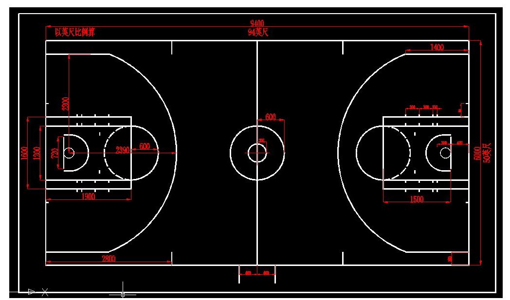 NBA篮球场地标准尺寸